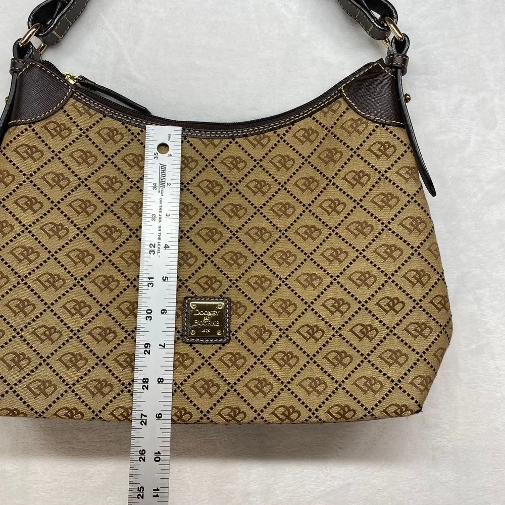 Dooney & Bourke Signature Canvas Hobo Bag Brown‎ Leather Trim Handbag
